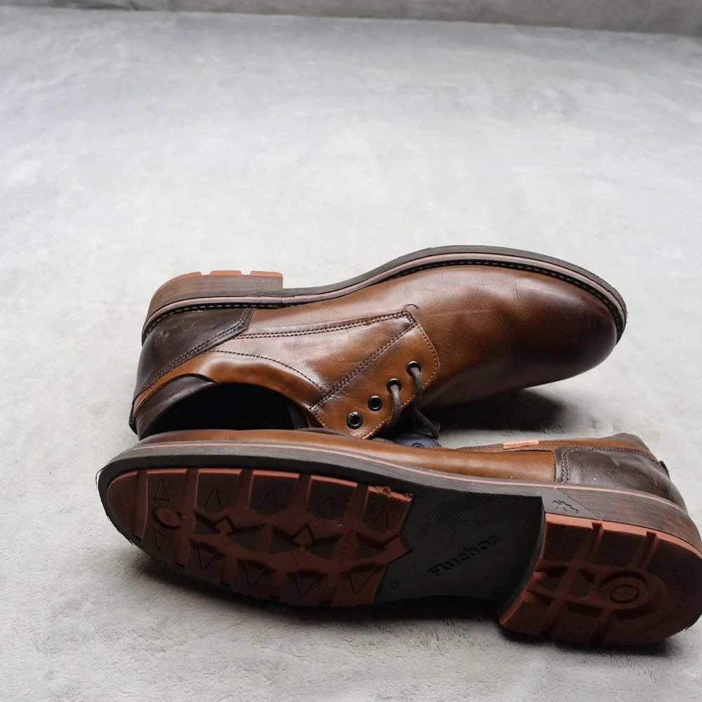 Fluchos Mens 12 Oxford Shoes Brown Leather Lug‎ Sole Derby Dress Casual EU46